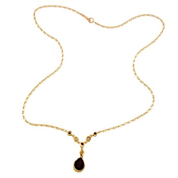 9ct Gold Garnet / Pearl Necklace